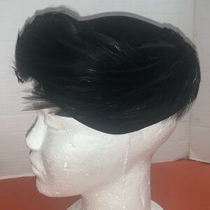 Vintage Black Feathered velvet hat BRAND NEW CONDITION!!!